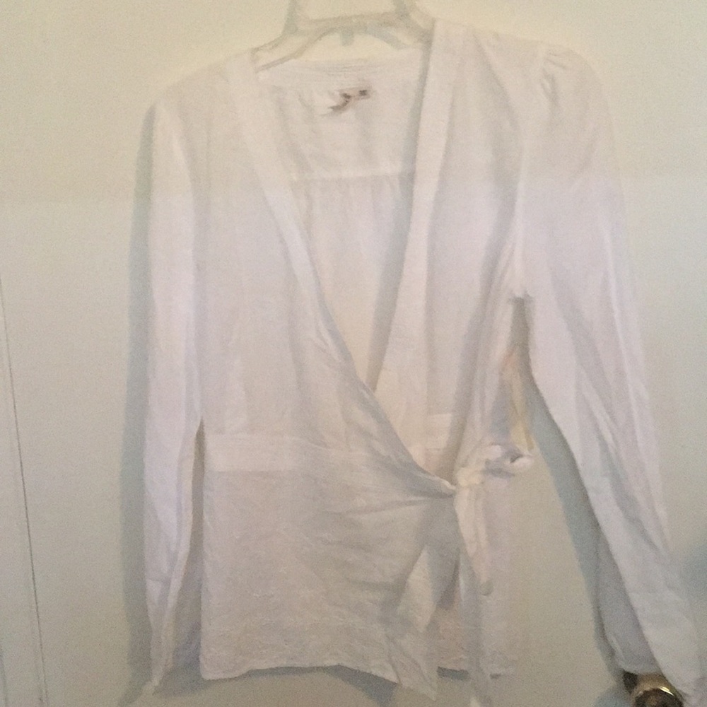 Beautiful White Cotton Wraparound Blouse